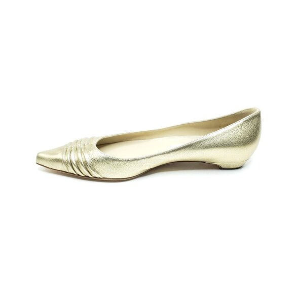 Jimmy Choo Gold Metallic Flats Pointed Toe Womens EUR 38.5 US 8.5 - Picture 7 of 16